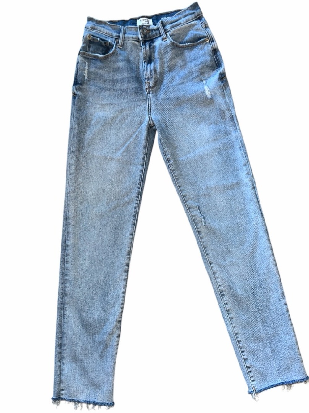 Kensie Jeans The Juliet High Rise Slim Size 28 Light Wash Raw Hem Distressed